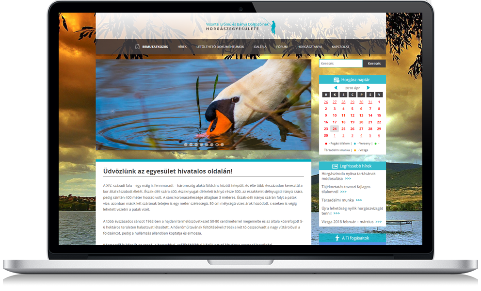 Visontai horgászegyesület weboldala